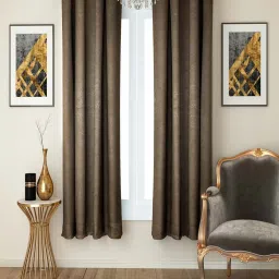 Swayam Brown Paisley J&B Blackout Eyelet Door Curtain - Single Piece (7 Ft) image 1