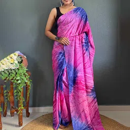 HERE&NOW Tie and Dye Poly Georgette Ready to Wear Saree-image-27