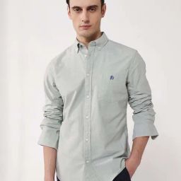 Rare Rabbit Green Regular Fit Solid Shirt-image-36