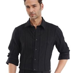 RARE RABBIT Men Spread Collar Textured Casual Shirt-picture-24