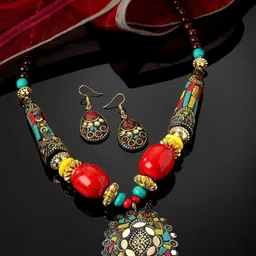 Shining Diva Gold-Plated Beaded Jewellery Set-image-80