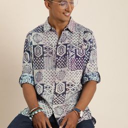 Taavi Dabu Ethnic Motifs Printed Pure Cotton Casual Shirt-image-82