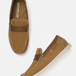 Woodland Men Nubuck Leather Penny Loafers-image-99