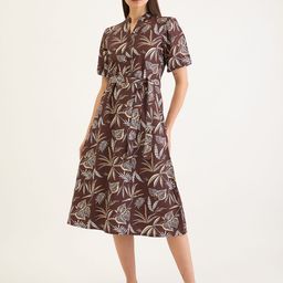 ELLE Tropical Print Puff Sleeve A-Line Dress-image-6