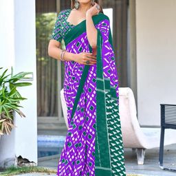 KALINI Lavender Cotton Blend Printed Sarees-picture-58