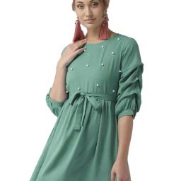 Style Quotient Teal Embellished Dress-10
