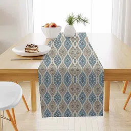 STITCHNEST Beige & Blue Printed TableRunner-24