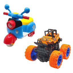 SVE Unbreakable Friction Powered Toy Set of Scooter & Monster Car For Kids Pack of 2  Multicolor-0