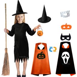 Sarvda California Horror Halloween Theme Cosplay Devil Witch Character Role Play Three Fourth Sleeves Costume Set - Orange & Black-image-40