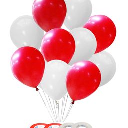 AMFIN Beautiful Royal Metallic Balloons Red & White - Pack of 100-image-12