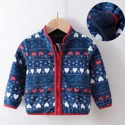 Kookie Kids Full Sleeves Sweatjacket Heart Printed - Navy Blue-image-99