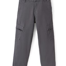 Pine Kids Cotton Elastane Full Length Joggers Style Solid Trouser with Pockets - Grey-image-35