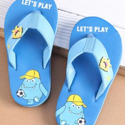Cute Walk by Babyhug Slip On Flip Flops Monster Print - Blue-image-33