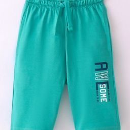 Doreme Single Jersey Three Fourth Length Pant Text Print - Paris Green-image-83
