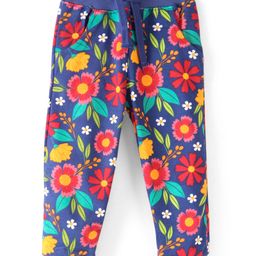 Babyhug Cotton Looper Knit Full Length Lounge Pant Floral Print -  Navy-image-84