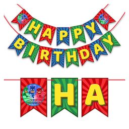 Wobbox Happy Birthday Banner, PJ Masks Theme Decoration Items Multi Color -Pack Of 1-image-30