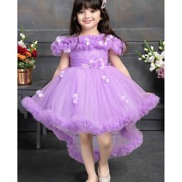 Purple Ruffled Net Tailback Frock With Floral And Butterfly Embellishment For Girls-image-52