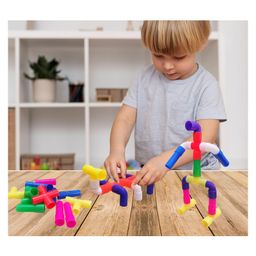 VGRASSP DIY 30 Pcs Colorful Pipe Puzzle Educational Building Block Toy For Kids With Different Shape And Size - Imagine, Create, Fun And Learn Toy - Color As Per Stock-9