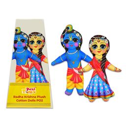 Desi Toys Radha Krishna Plush Cotton Washable Dolls Pack Of 2 - Blue-21