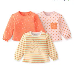 Babyoye 100% Cotton Knit with Eco-Jiva Finish Full Sleeves T-Shirts Polka Dots & Heart Print Pack of 3 - Multicolour-picture-29