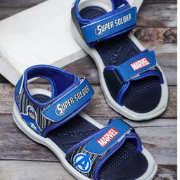 Toothless Avengers Featuring Super Soldier Text Detailed Velcro Closure Sandals - Blue-image-63