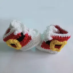 Knits & Knots Colour Blocked Handmade Booties With Buckle Motif - Red & White-picture-32