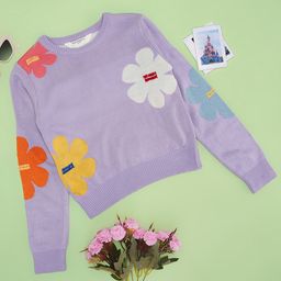 Pantaloons Junior Full Sleeves Floral Printed Sweater - Lilac-picture-47