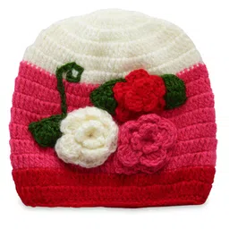 MayRa Knits Knitted Floral Crotchet Designed Cap - Pink-picture-30