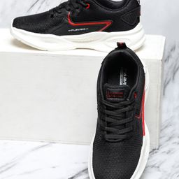 ABROS Lace Up Mesh Detailed Sneakers - Black & Red-image-48