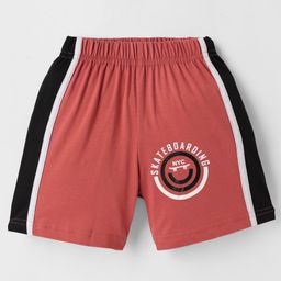 Taeko Single Jersey Knit Knee Length Shorts With Skateboard Print - Light Red-image-26