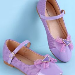 Pine Kids Clip Closure Solid Coloured Ballerina With Bow Applique - Purple-image-52
