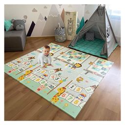 StarAndDaisy Reversible & Foldable Baby Playmat with Alphabet & Traffic Print - Light Green-picture-0
