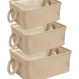 HOKIPO Beige Set Of 3 Foldable Storage Basket Organizer-31