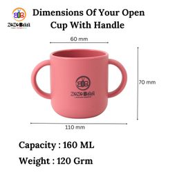ZoZoBaa Silicone Baby Drinking Open Cup with Two Handles | Multipurpose Tiny Cups for Infant's First Stage Training | Bpa-Free, Unbreakable Non Sippy Cup for Toddlers (Dark Red)- 160 ml image 3