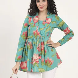 KALINI Women Floral Printed Lepal Neck Peplum Top-picture-23