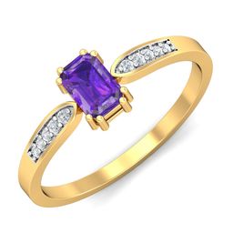 KUBERBOX Meridian 18KT Gold Diamond Amethyst Studded Finger Ring- 2.07gm-image-31