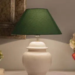 Homesake White Ceramic Table Lamp with Cone Shade (Bulb Included) - Set of 1-15