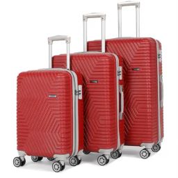 Teakwood Leathers Maroon Geometric Large Hard Sided Checked Luggage Set of 3 - 55, 65, 75cm-image-63