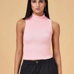 People by Pantaloons Pink Slim Fit T-Shirt-image-90