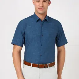 Peter England Blue Regular Fit Texture Shirt-picture-25