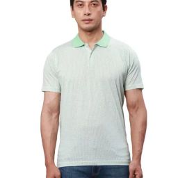Park Avenue Green Cotton Slim Fit Printed Polo T-Shirt-picture-19