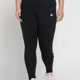 ADIDAS Black Cotton Printed Sports Tights-image-83