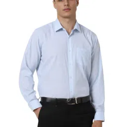 Van Heusen Blue Cotton Regular Fit Checks Shirt-picture-11