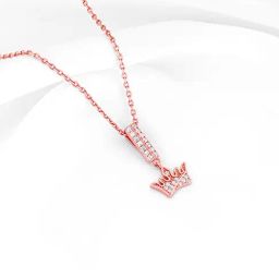 GIVA 92.5 Sterling Silver Rose Gold Crown Pendant with Link Chain-image-68
