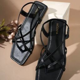 Mozafia Women's Black Sling Back Sandals-image-41