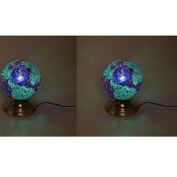 SOMIL Blue & Green 2 Pieces Textured Glass Spherical Table Lamps-image-72