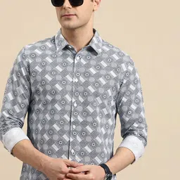 Being Human Ethnic Print Slim Fit Pure Cotton Shirt-image-71