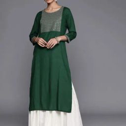 Libas Green Embroidered Straight Kurta-image-97