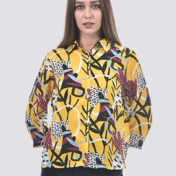 Only Amber Yellow Regular Fit Printed Shirt-image-1