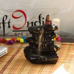 Dropping Fountain Design Smoke Backflow Incense Holder Showpiece with 10 free Smoke Backflow Cones-image-79